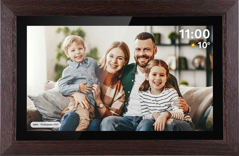 Kruger & Matz skaitmeninis nuotraukų rėmelis FRAMEO Wi-Fi 15" medinis rėmelis