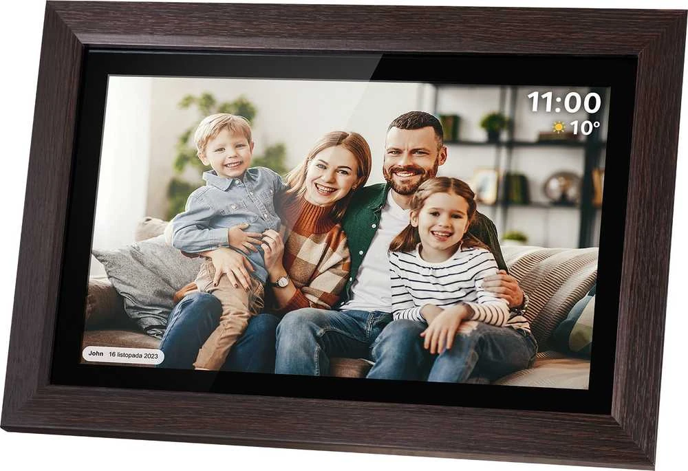 Kruger & Matz skaitmeninis nuotraukų rėmelis FRAMEO Wi-Fi 15" medinis rėmelis