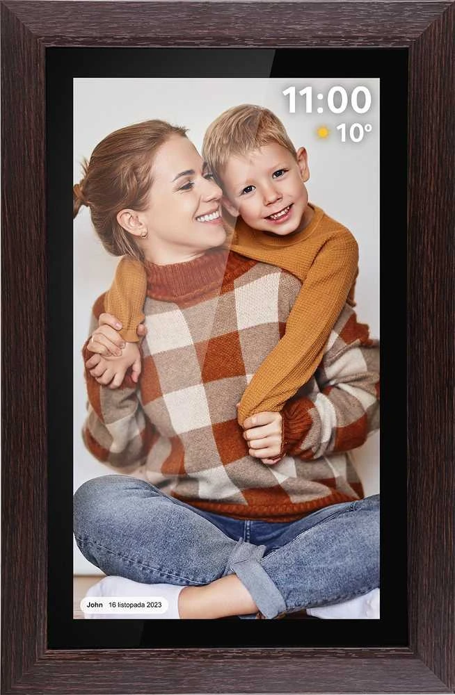 Kruger & Matz skaitmeninis nuotraukų rėmelis FRAMEO Wi-Fi 15" medinis rėmelis