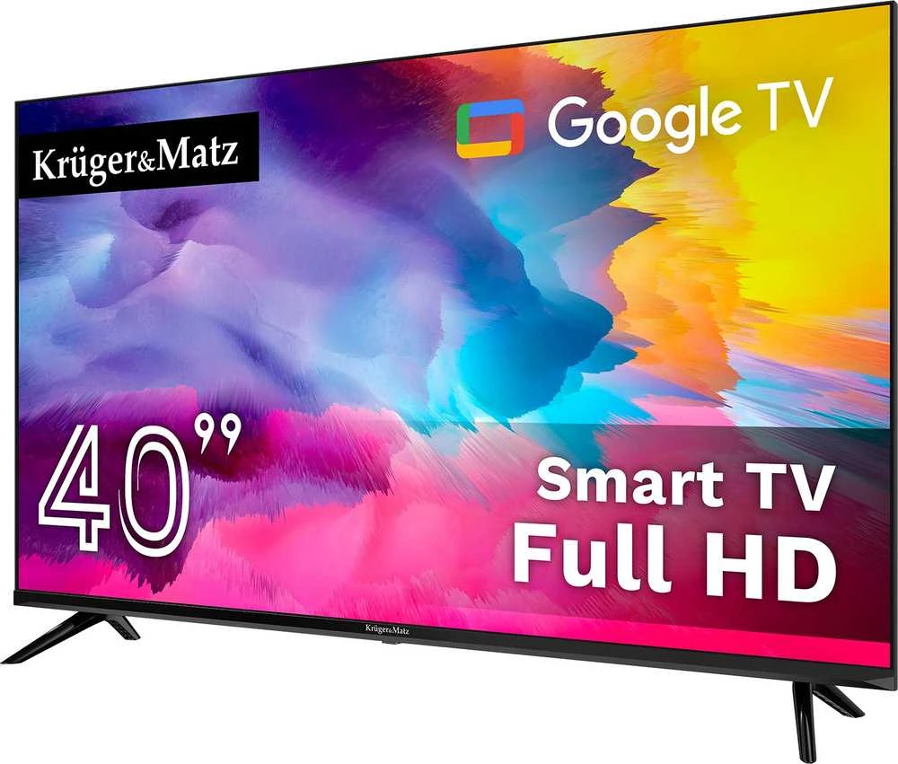 Kruger & Matz Televizorius „KrugerMatz“ 40 colių FHD „Google TV 5.0“ televizorius, DVB-T2/S2/T/C H.265 HEVC