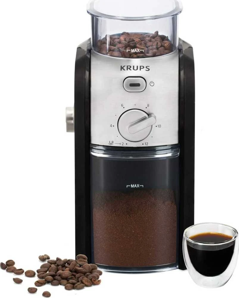 Kavamalė Grinder electric for coffee Krups GVX242 (110W, grinding, juodos spalvos, sidabrinis color)