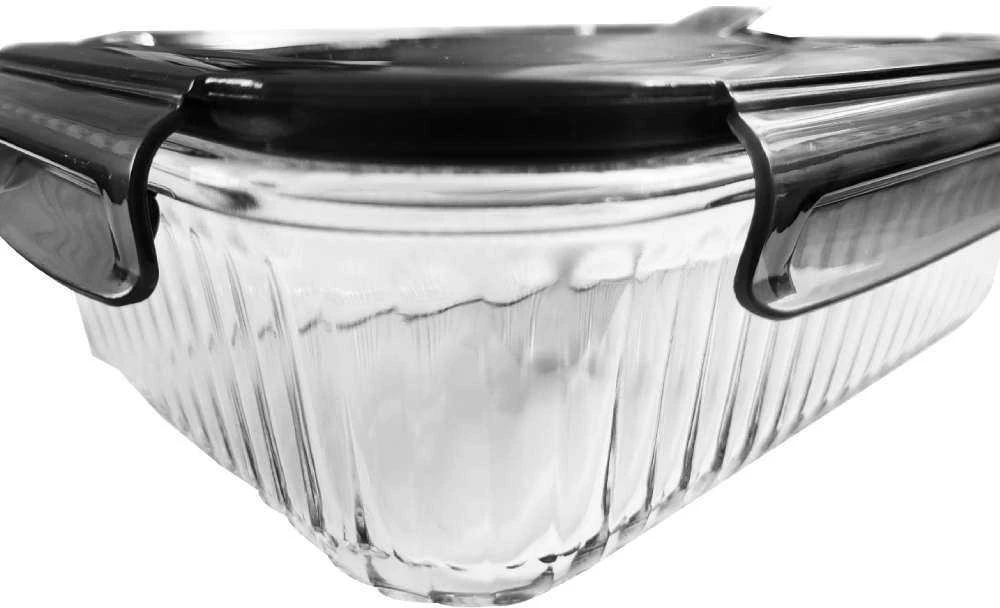 Krups POJEMNIK SZKLANY 1000/400 ML Rinkinys PROSTOKĄT RYFOWANE SZARE
