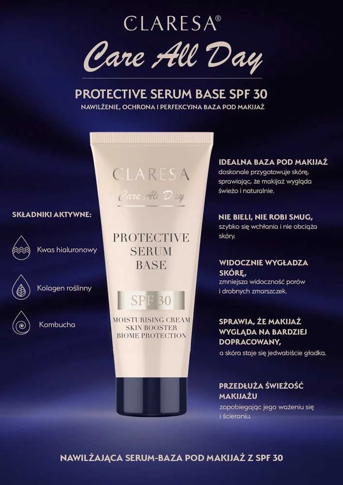 Kryolan Claresa Apsauginis serumo pagrindas drėkinamasis veido serumas-bazė su SPF30 filtru 30ml