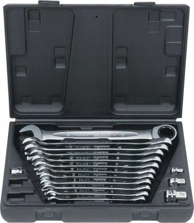 Kombinuotų terkšlinių raktų komplektas su adapteriais 16vnt, KS Tools
