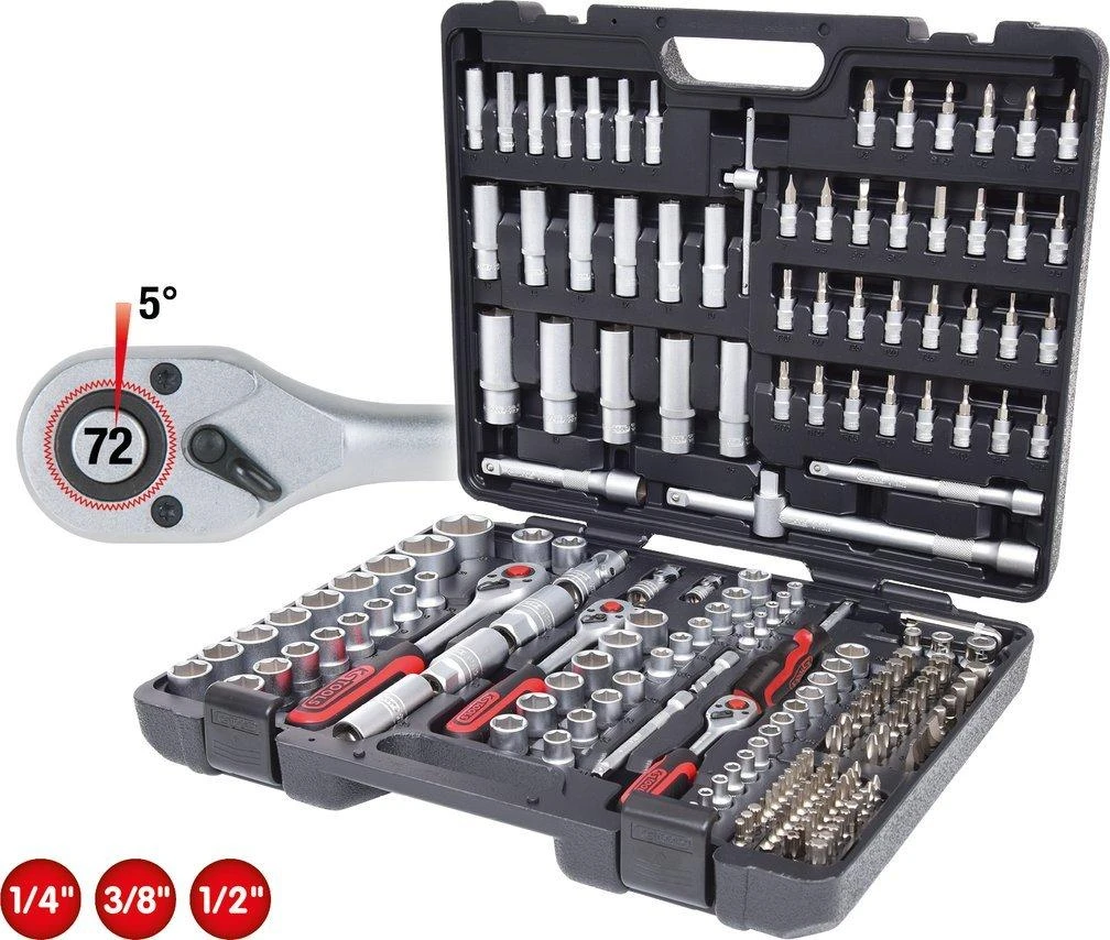 KS Tools, 195 vnt. galvučių ant. kompl., 1/4" + 3/8" + 1/2" 917.0795