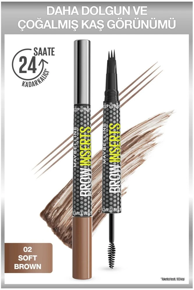 „Maybelline“ antakių įdėklas, švelnus rudas, 1 U