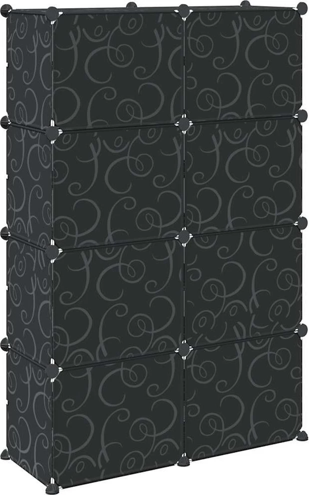 Storage Cube Organizer su 8 kubeliais ir durelėmis Juodas PP