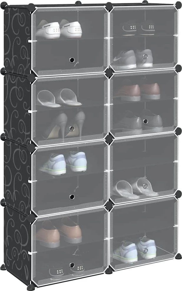 Storage Cube Organizer su 8 kubeliais ir durelėmis Juodas PP