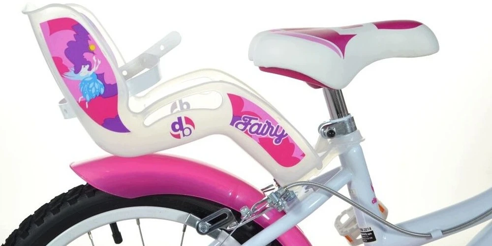 Kubisport Vaikiškas dviratis 16 colių Fairy mergaitėms su krepšeliu ir sėdynėle Dino Bikes (Kub_05-CSK5166K-BF)