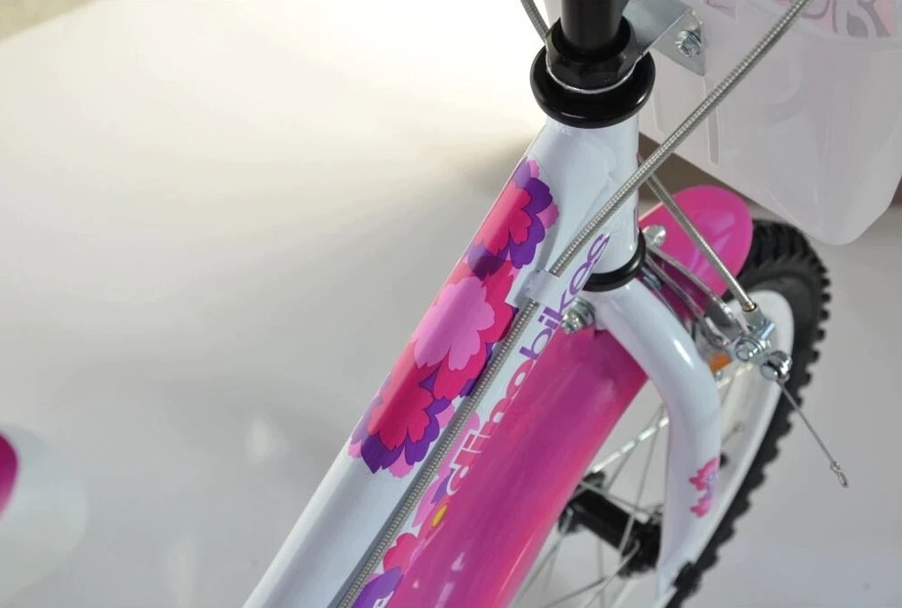 Kubisport Vaikiškas dviratis 16 colių Fairy mergaitėms su krepšeliu ir sėdynėle Dino Bikes (Kub_05-CSK5166K-BF)