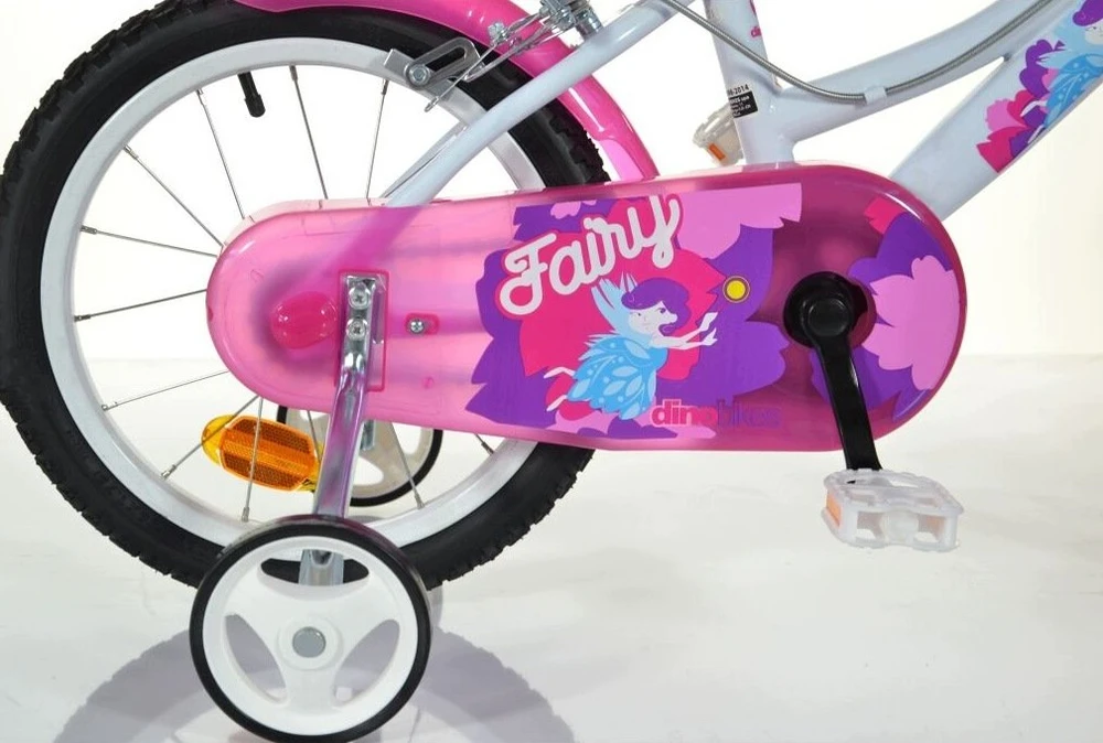 Kubisport Vaikiškas dviratis 16 colių Fairy mergaitėms su krepšeliu ir sėdynėle Dino Bikes (Kub_05-CSK5166K-BF)