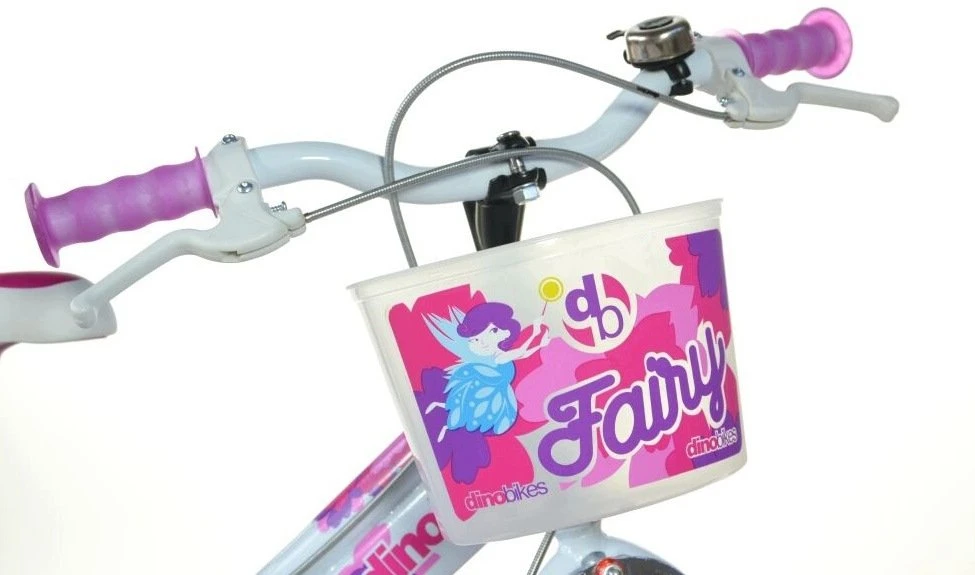 Kubisport Vaikiškas dviratis 16 colių Fairy mergaitėms su krepšeliu ir sėdynėle Dino Bikes (Kub_05-CSK5166K-BF)