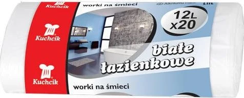 Šiukšlių maišai Kuchcik balti 9 mikronų, 12L, 20vnt