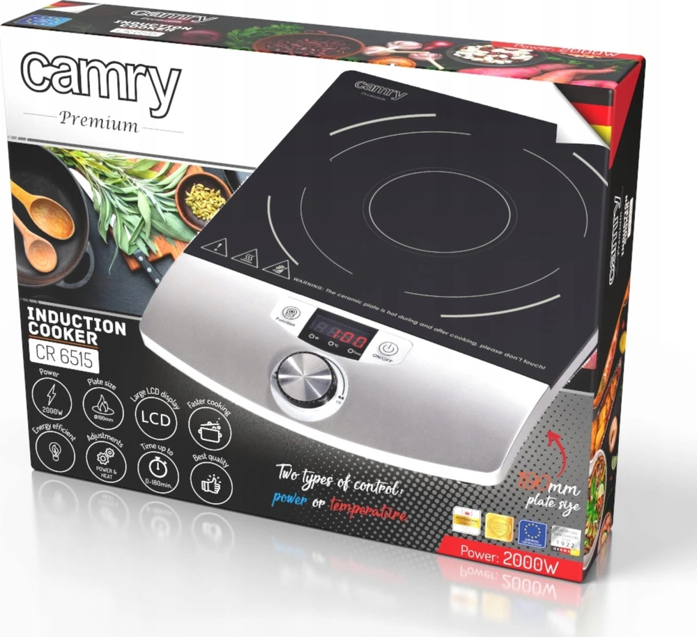 Kaitlentė Adler Camry Cooker Indukcija | CR 6515 | Degiklių / virimo zonų skaičius 1 | Juodas/Sidabrinis | Indukcija