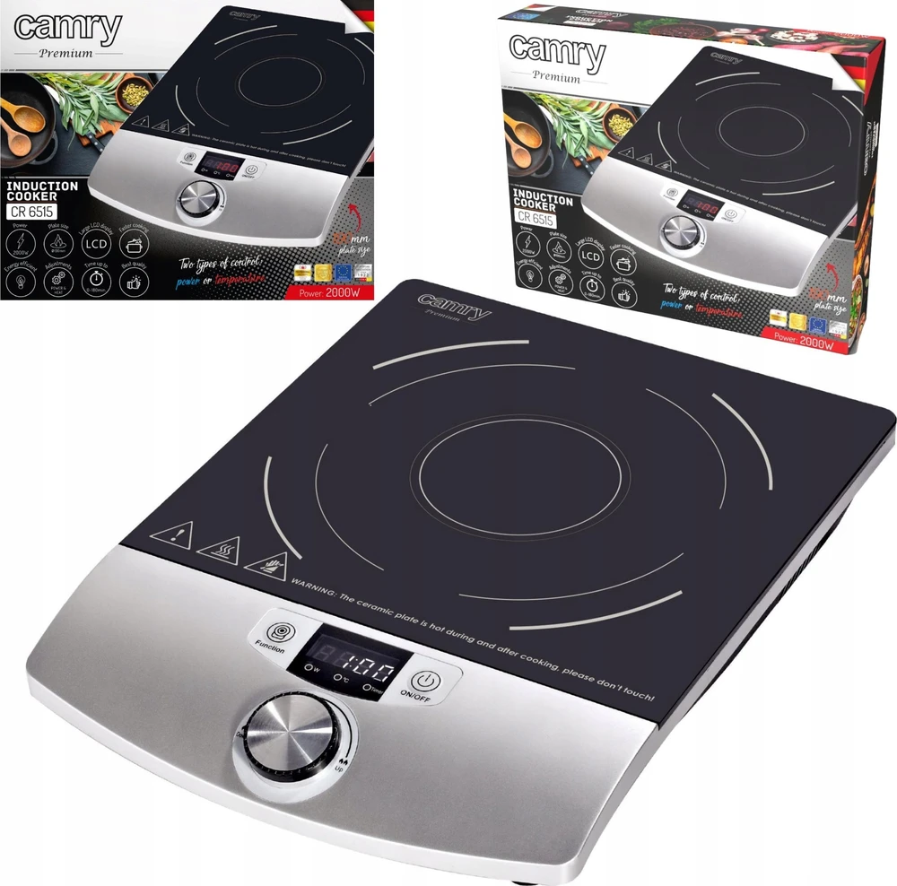 Kaitlentė Adler Camry Cooker Indukcija | CR 6515 | Degiklių / virimo zonų skaičius 1 | Juodas/Sidabrinis | Indukcija