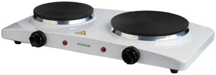 Orava VP-91 W elektrinė viryklė, 1500 W, temperatūros reguliatorius, 2 kaitlentės, rankinis valdymas, skersmuo 185 ir 155 mm, balta