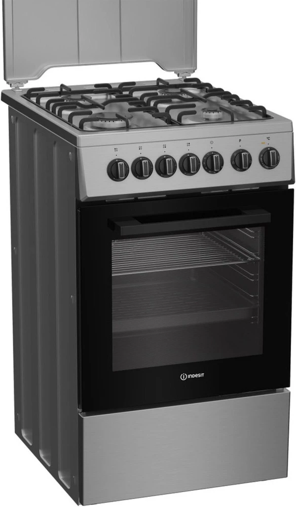 INDESIT viryklė | I5G5PMX | Dujinė kaitlentė | Elektrinė orkaitė | Nerūdijančio plieno | Plotis 50 cm | Grilis | Gylis 60 cm | 60 l