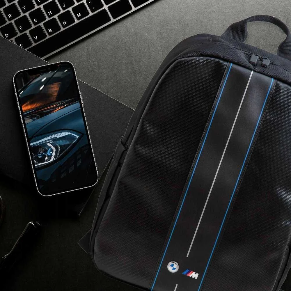 BMW Carbon Mėlyna Stripes – Backpack for 16 notebook juodas