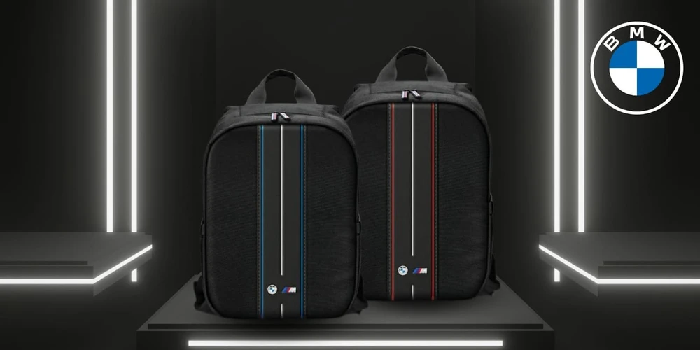 Kuprinė BMW BMBP15COMPVSKR 16″ juodos spalvos Nylon Raudona Stripe