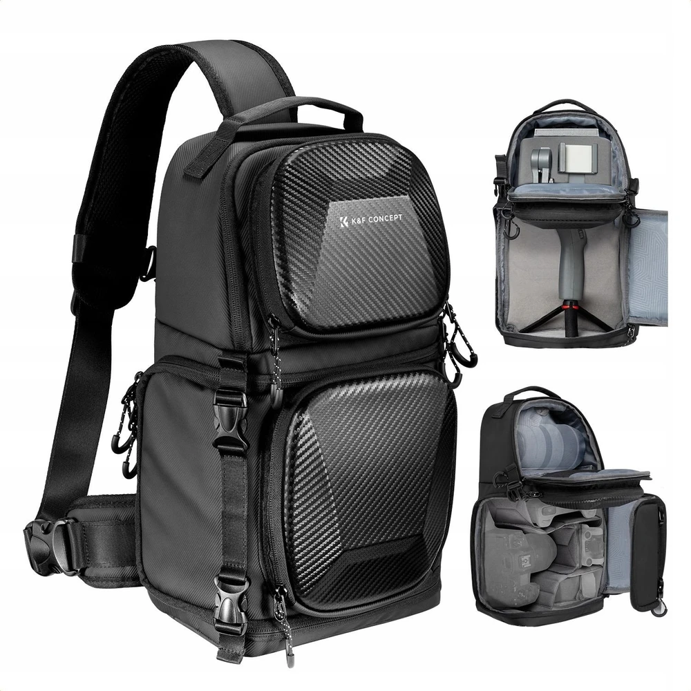Kuprinė K+F Fotografijos kuprinė Foto 10L Sling Crossbody K&F DSLR fotoaparatui / KF13.176 / Juoda