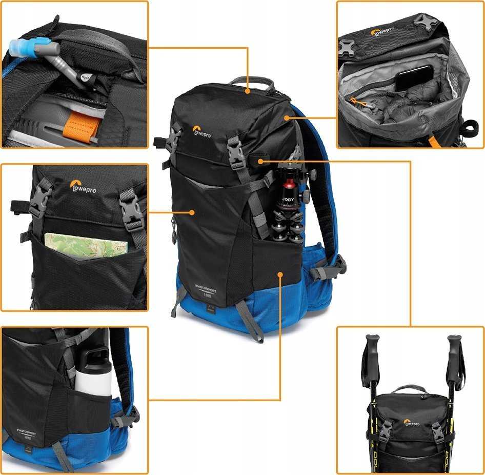Lowepro kuprinė PhotoSport BP 15L AW III, juoda/mėlyna