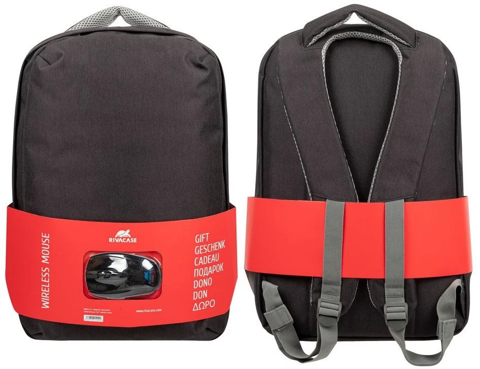 Kuprinė RivaCase NB BACKPACK 15.6'' + MOUSE/7563 Juodas RIVACASE