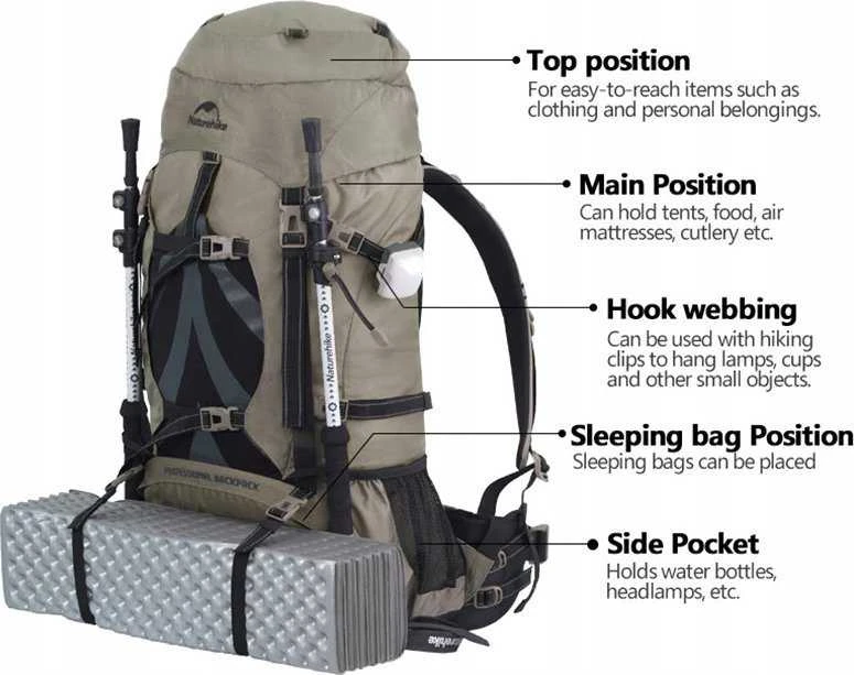Žygio kuprinė 70 l nh70b070-b-rudas NATUREHIKE