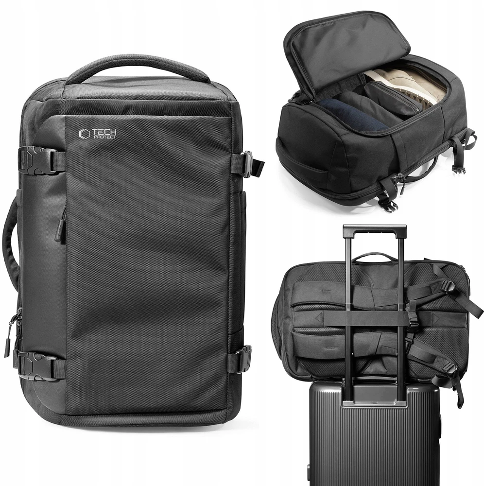 Tech-Protect Defender S40 Backpack for Ryanair & Wizzar, 20L Nešiojamas kompiuteris - Juodas
