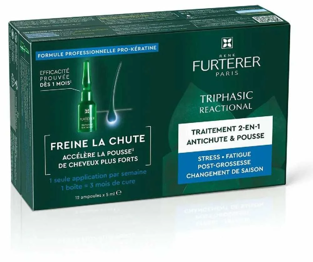 Rene Furterer Triphasic Anti-Hair Loss Treatment ampulės nuo plaukų slinkimo, 12 x 5 ml