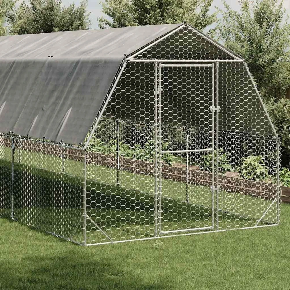 vištienos bėgimas su stogu 2,5x10x2,25 m cinkuoto plieno