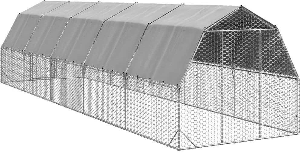 vištienos bėgimas su stogu 2,5x10x2,25 m cinkuoto plieno