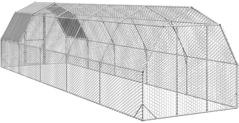 vištienos bėgimas su stogu 2,5x10x2,25 m cinkuoto plieno