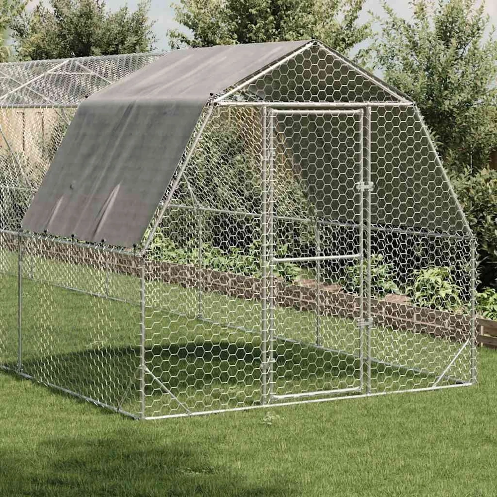 vištienos bėgimas su stogu 2,5x10x2,25 m cinkuoto plieno