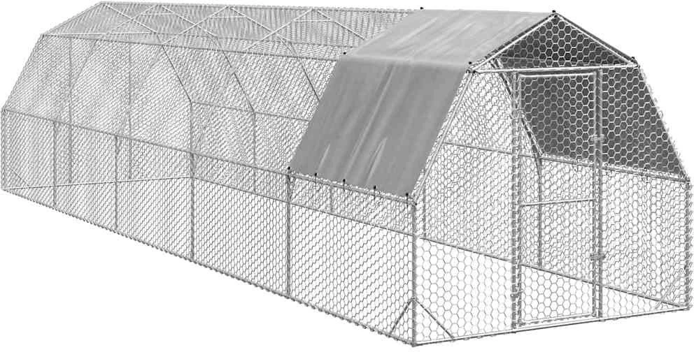 vištienos bėgimas su stogu 2,5x10x2,25 m cinkuoto plieno
