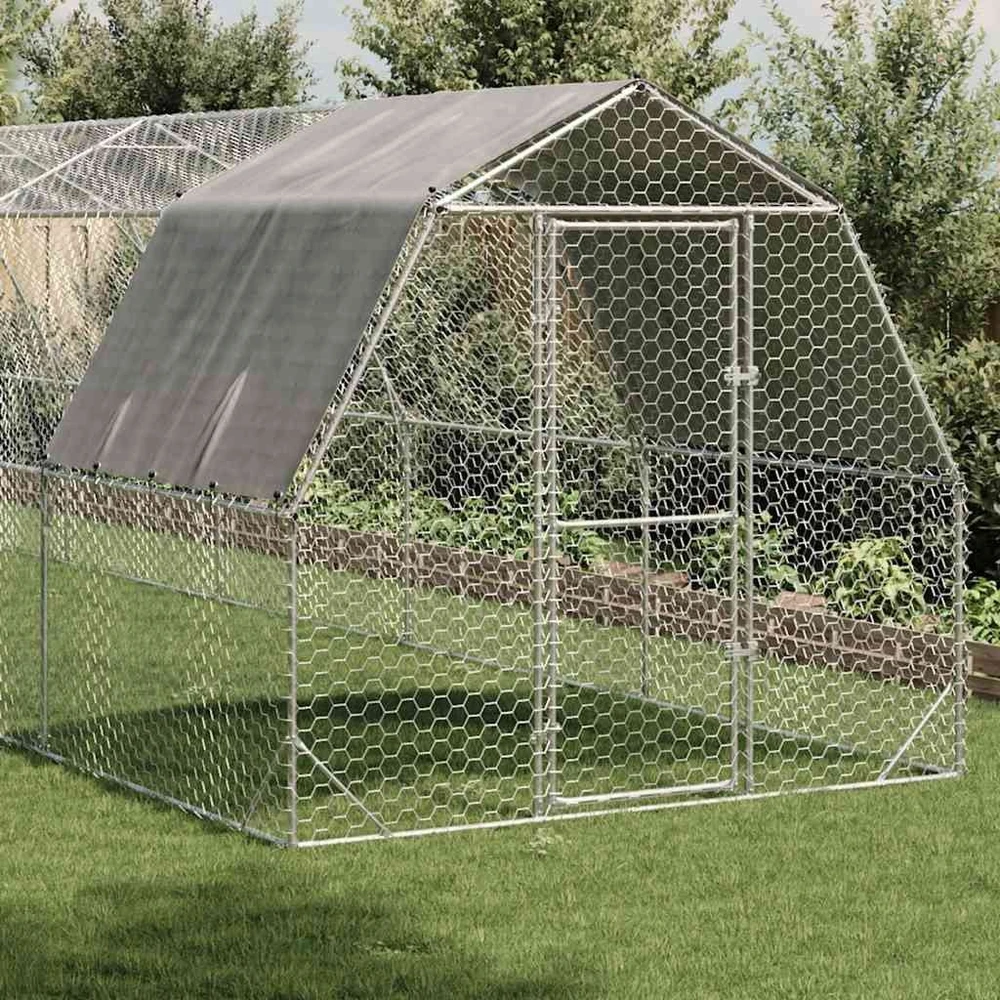 vištienos bėgimas su stogu 2,5x12x2,25 m cinkuoto plieno
