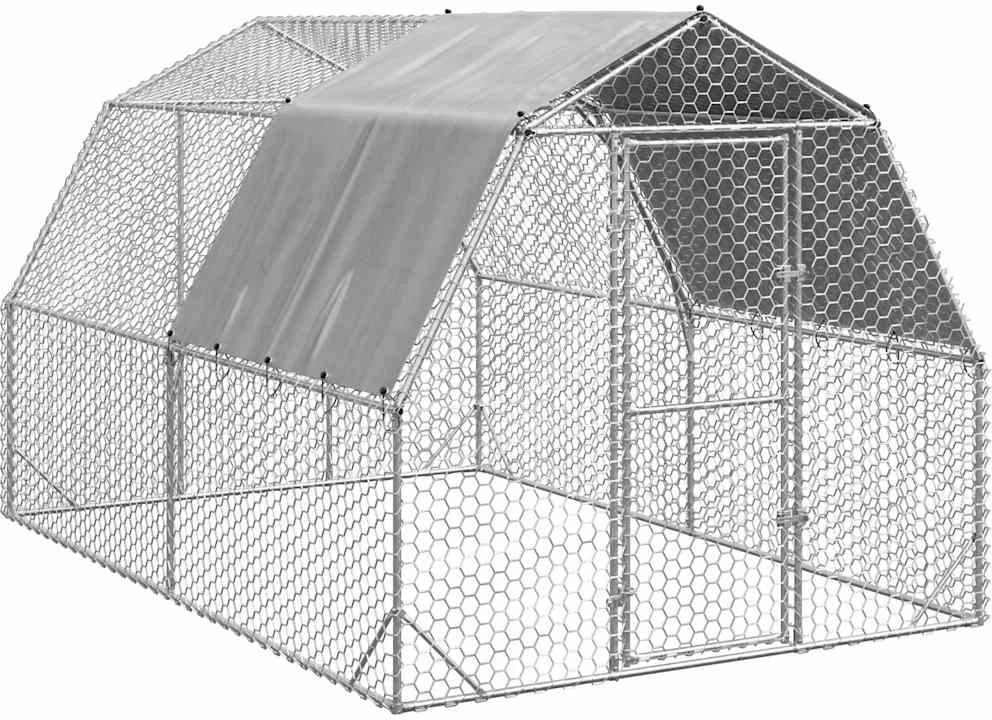vištienos bėgimas su stogu 2,5x4x2,25 m cinkuoto plieno