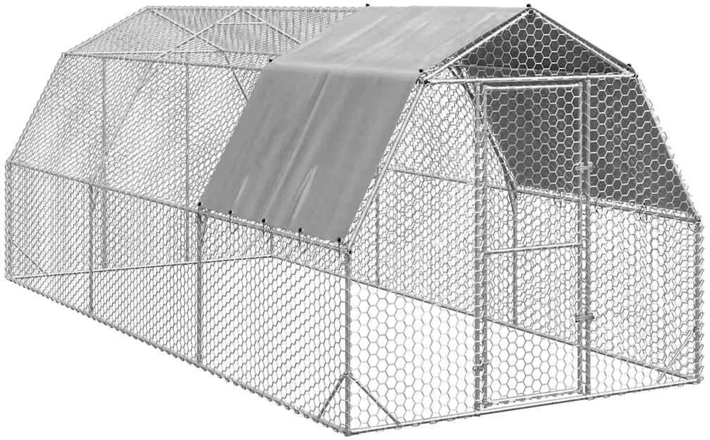 vištienos bėgimas su stogu 2,5x6x2,25 m cinkuoto plieno