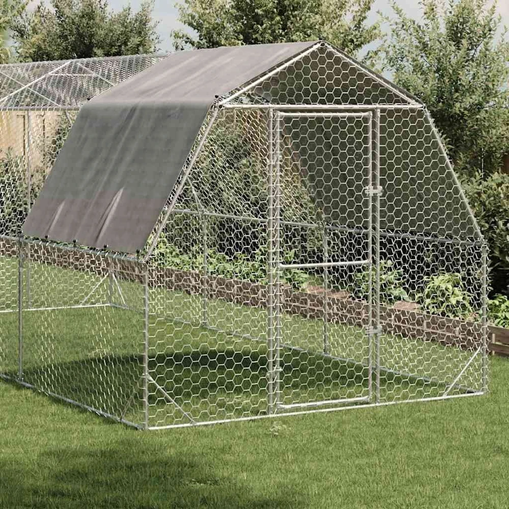 vištienos bėgimas su stogu 2,5x6x2,25 m cinkuoto plieno