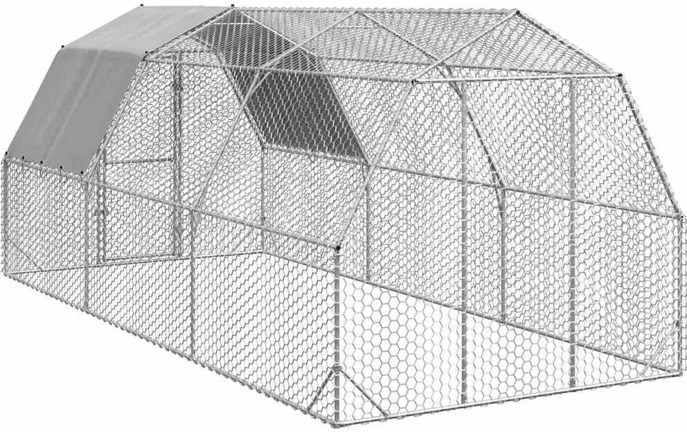 vištienos bėgimas su stogu 2,5x6x2,25 m cinkuoto plieno