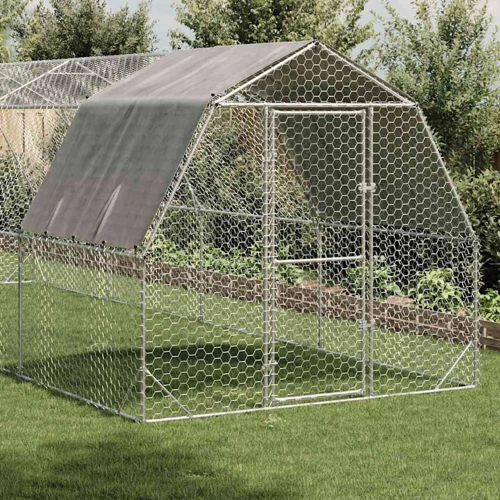 vištienos bėgimas su stogu 2,5x8x2,25 m cinkuoto plieno