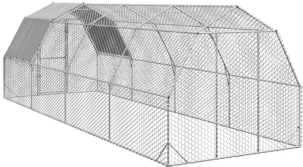 vištienos bėgimas su stogu 2,5x8x2,25 m cinkuoto plieno