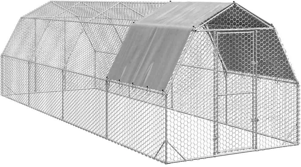 vištienos bėgimas su stogu 2,5x8x2,25 m cinkuoto plieno