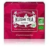 Ekologiška vaisių ir žolelių arbata „Kusmi Tea AquaRosa“ – 20 muslininių arbatos pakelių