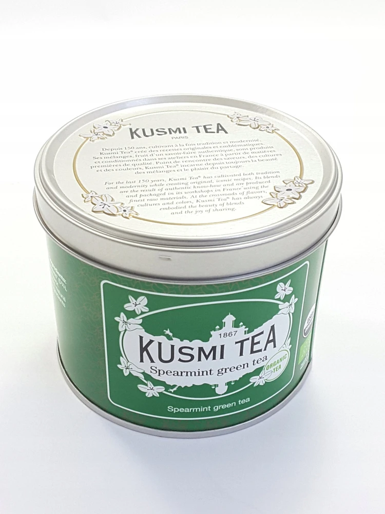 Organic žalias tea Kusmi Tea Spearmint Žalias Tea, 100 g (in a metal tin)