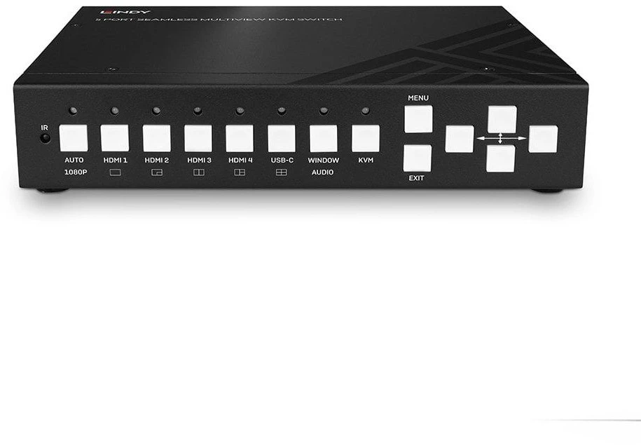 KVM Jungiklis - LINDY 5 Prievadų KVM Komutatorius su Integruotu Daugiavaizdžiu Ryšiu, HDMI, USB Type C, 4096x2160@60Hz