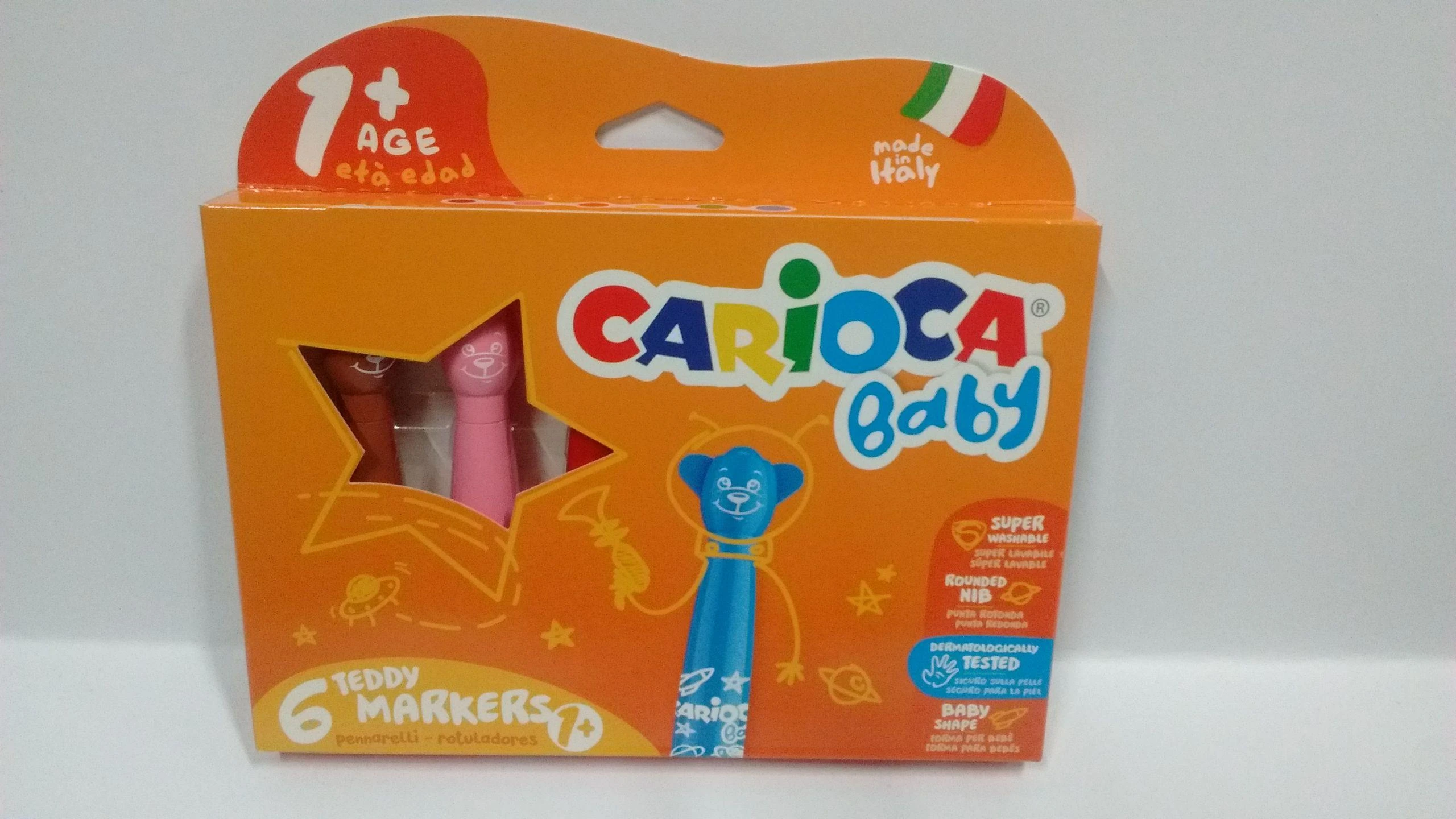 Flomasteriai mažyliams CARIOCA BABY TEDDY MARKER, 6 spalvų