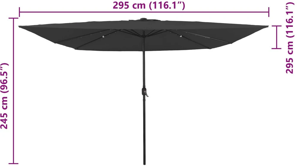 Sodo skėtis 295 x 295 x 245 cm Poliesteris ir plienas