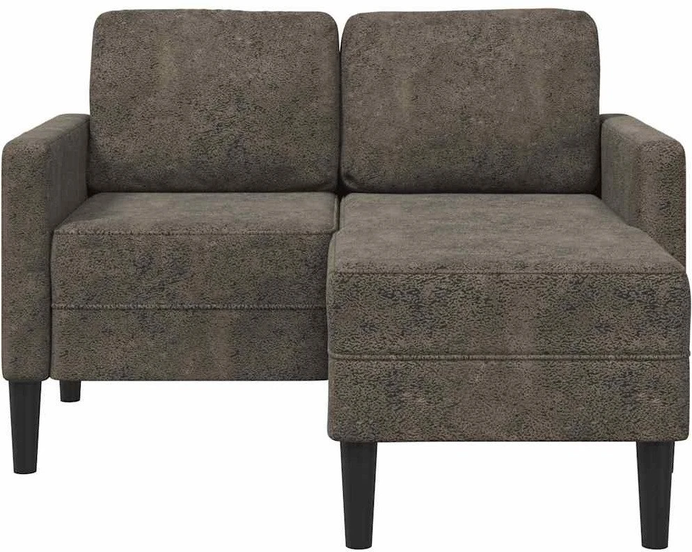 Dvivietė sofa su šezlongu, L formos, tamsiai pilka, 125 cm, dirbtinė oda