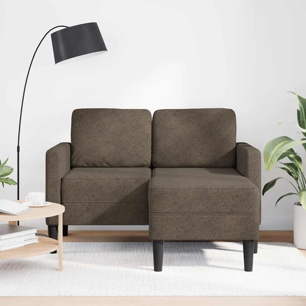 Dvivietė sofa su šezlongu, L formos, tamsiai pilka, 125 cm, dirbtinė oda