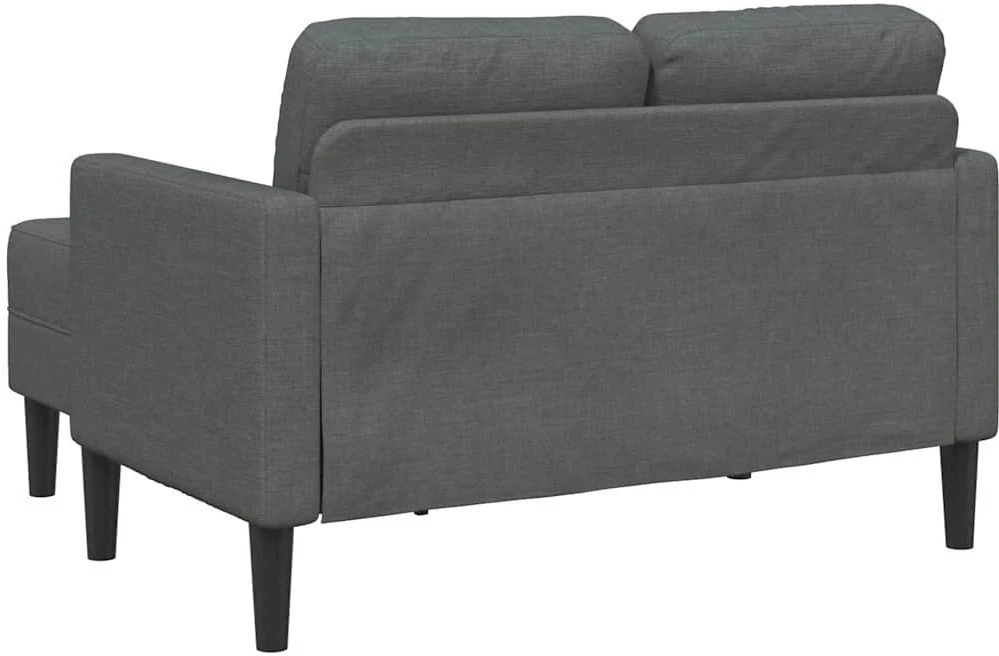 Dvivietė sofa su šezlongu, L formos, tamsiai pilka, 125 cm, audinys